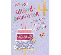 Words 'n' Wishes Granddaughter 4th Birthday Card, Purple Cake Design, 23.5 x 16.5 cm