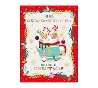 Words 'n' Wishes Granddaughter Christmas Hot Chocolate Christmas Card, Multi Coloured, 19.7 x 14.9 cms
