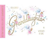 Words n Wishes - Granddaughter 'Happy Birthday' Card - Lovely Design with Fairies and Dandelions - Girls