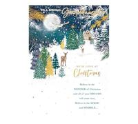 Words 'n' Wishes Granddaughter Winter Scene With Deers, Trees And House Christmas Card, Multi Coloured, 22 x 15.8 cms