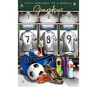 Words 'n' Wishes Special Grandson Birthday Card - Happy Birthday Card with a Sporty Football Design and Foil Details - Birthday Card for Men/Boys
