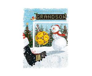 Words n Wishes Grandson Christmas Card | Santa Playing Football Design | 19.7 x 14.9cm | High Quality Print with Writing Space| Made in the UK | Holiday Essentials for Loved Ones, Family & Friends