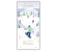 Words 'n' Wishes Grandson Money Wallet Boy Figure Snowboarding Christmas Card Money Wallet, Multi Coloured 19.5 x 9.5 cms