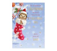 WORDS 'N' WISHES Grandson's 1st Christmas Card | Baby Hedgehog Design | 22 x 15.8cm | High Quality Print with Writing Space| Made in the UK | Holiday Essentials for Loved Ones, Family & Friends