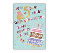 Words 'n' Wishes Great Granddaughter 5th Birthday Card, Pink and Gold Foil Design, 23.5 x 16.5 cm