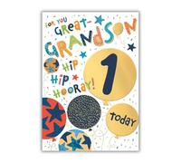 Words 'n' Wishes Great Grandson 1st Birthday Card, Multi-Coloured Balloons Design, 23.5 x 16.5 cm