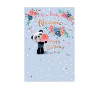 Words n Wishes Lovely Nannie Happy Birthday Card - Panda Flowers