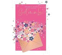 Words 'n' Wishes Lovely Sister-in-Law Birthday Card - Flower Envelope with Rose Gold Foil - Eco-Friendly