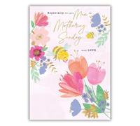 Words 'n' Wishes Mum Mother's Day Card, Bumble Bees and Flowers, 15.8 x 22 cms, Multi-Coloured