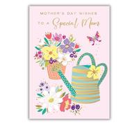 Words 'n' Wishes Mum Mother's Day Card, Watering Can and Flowers,15.8 x 22 cms, Multi-Coloured