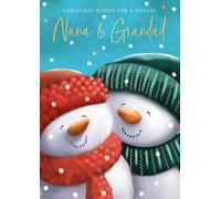 Words 'n' Wishes Nana & Grandad Christmas Card, Snowman Design, Gold Foil Finish