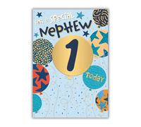 Words 'n' Wishes Nephew's 1st Birthday Card, Multi-Coloured Balloon Design, 23.5 x 16.5 cm