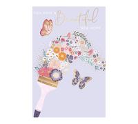 Words 'n' Wishes 'New Home' Congratulations Card - 'Beautiful New Home' Butterfly Brush with Gold Foil - Eco-Friendly - Made in Great Britain