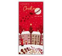 Words 'n' Wishes Open Money Wallet Row Of Houses With Santa Flying Overhead Christmas Card Money Wallet, Multi Coloured 19.5 x 9.5 cms
