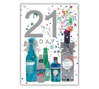 Words n Wishes Pinata Male 21st Birthday Card from Age 21 Celebration, Beer, Lager and Ale - Silver Foil and Embossed Finish