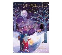 Words 'n' Wishes Sister & Brother In Law Couple Walking To House In The Woods Christmas Card, Multi Coloured, 22 x 15.8 cms