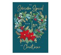 Words 'n' Wishes Someone Special Heart Shaped Christmas Wreath Christmas Card, Multi Coloured, 22 x 15.8 cms