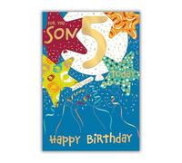Words 'n' Wishes Son 5th Birthday Card, Multi-Coloured, 23.5 x 16.5 cm