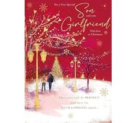 Words 'n' Wishes Son and Girlfriend Christmas Card, Gold Foil Finish, Special Message Design
