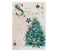 Words 'n' Wishes Son Christmas Tree Christmas Card, Multi Coloured, 23.5 x 16.5 cms