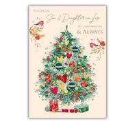 WORDS 'N' WISHES Son & Daughter-in-Law Christmas Card | Tree Design | 23.5 x 16.5cm | High Quality Print with Writing Space| Made in the UK | Holiday Essentials for Loved Ones, Family & Friends