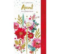 Words N Wishes Special Aunt Christmas Card - Floral Design with a Flitter Finish - Eco-Friendly