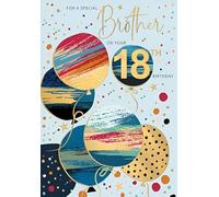 Words 'n' Wishes Special Brother 18th Birthday Card - Happy Birthday Card for Men Age 18 with Contemporary Balloons Design with an Embossed Foil Finish