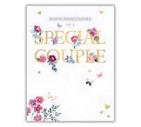 Words 'n' Wishes Special Couple Anniversary Card - Happy Anniversary Card for a Special Couple with Floral Butterfly Design and an Embossed Foil Finish