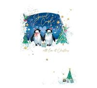 WORDS 'N' WISHES Special Couple Two Cute Penguins Christmas Card, Multi Coloured, 22 x 15.8 cms