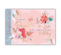Words 'n' Wishes Special Daughter-in-Law Birthday Card - Watercolour Flowers with Foiled Details - Eco-Friendly