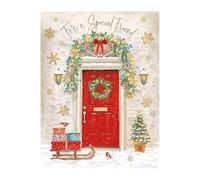 Words 'n' Wishes Special Friend Red Front Door Scene With Sledge And Presents Christmas Card, Multi Coloured, 19.7 x 14.9 cms
