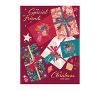 WORDS 'N' WISHES Special Friends Colourful Patterned Presents Christmas Card, Multi Coloured, 19.7 x 14.9 cms