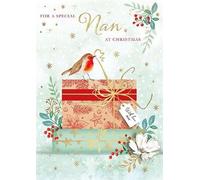 Words 'n' Wishes Special Nan Christmas Card, Gold Foil Finish, Robin Design