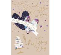 Words 'n' Wishes Special Son and Daughter in Law Wedding Congratulations Card - Wedding Congratulations Card with 'Lots of Love' Floral Heart and Confetti Design with an Embossed Foil Finish