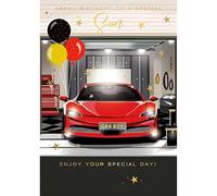 Words 'n' Wishes Special Son Birthday Card - Happy Birthday Card with Sports Car Design and Foil Details - Birthday Card for Men or Boys
