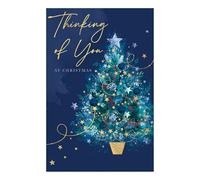 Words 'n' Wishes Thinking Of You At Christmas Christmas Tree Christmas Card, Multi Coloured, 20.3 x 13.4 cms