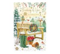 Words 'n' Wishes Thinking Of You Garden Scene With Bench And Wellies Christmas Card, Multi Coloured, 20.3 x 13.4 cms