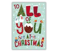 Words 'n' Wishes To All Of You Caption Made From Christmas Icons Christmas Card, Multi Coloured, 22 x 15.8 cms