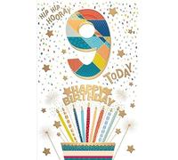 Words 'n' Wishes Traditional Age 9 Birthday Card for a Boy, Boys Birthday Card 9th Birthday, Multi-Coloured, 21.7 x 14.4 cms