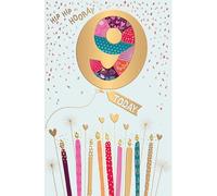 Words 'n' Wishes Traditional Age 9 Birthday Card for a Girl, Girls Birthday Card 9th Birthday, Multi-Coloured 21.7 x 14.4 cms