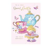Words 'n' Wishes Traditional Auntie Birthday Card, Birthday Card for a Lovely Auntie, Multi-Coloured, 22 x 15.8 cms