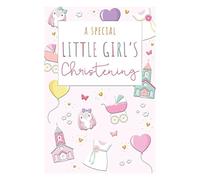 Words 'n' Wishes Traditional Christening Card for a Girl, Girls Christening Card, Multi-Coloured 20.3 x 13.9 cms