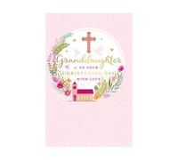 Words 'n' Wishes Traditional Christening Card for a Granddaughter, Granddaughter Christening Card, Multi-Coloured 21.7 x 14.4 cms