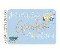Words 'n' Wishes Traditional Congratulations on New Baby Grandson Son, Birth of Grandson Card, Multi-Coloured, 20.3 x 13.9 cms