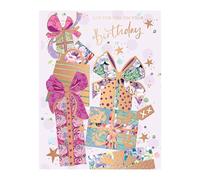 Words 'n' Wishes Traditional Open Birthday Card for a Female, Friend Birthday Card, Multi-Coloured 197 x 152 mm