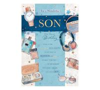 Words 'n' Wishes Traditional Son Birthday Card, Birthday Card Son, Multi-Coloured, 26.6 x 18.6 cms