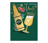 Words 'n' Wishes Uncle Christmas Beer Bottle And Glass Christmas Card, Multi Coloured, 22 x 15.8 cms