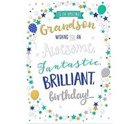 Words n Wishes Wax Lyrical Amazing Grandson Birthday Card from Awesome, Fantastic, Brilliant - Foil and Embossed Finish