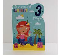 Words n Wishes Wonderful Daughter 3 Today Age 3 Birthday Card - Mermaid