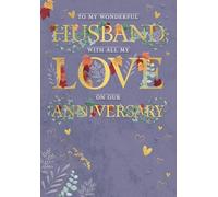 Words 'n' Wishes Wonderful Husband Anniversary Card - Happy Anniversary Card for Someone Special with 'With All My Love' Botanical Design and an Embossed Foil Finish